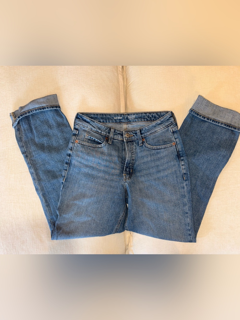 Old Navy Medium Blue Cropped Straight-Leg Jeans